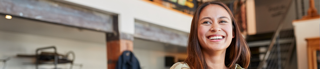 Smiling professional woman in a bright office
